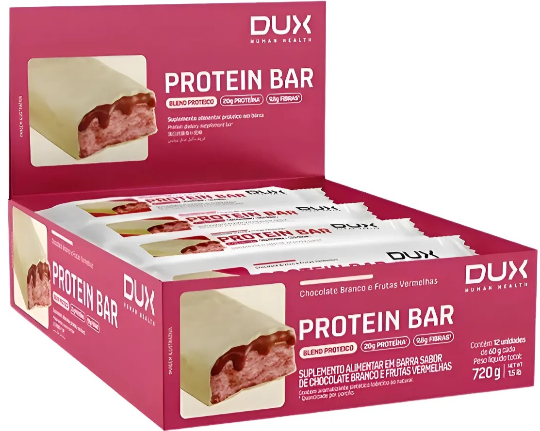 Foto de Protein Bar 20g De Proteina 12un De 60g - Dux Nutrition  - Chocolate Branco Com Frutas Vermelhas