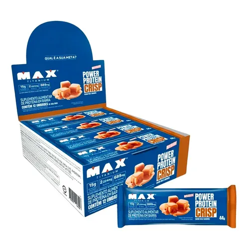 Foto de Power Protein Crisp 44g Display Com 12un Max Titanium - Milk Caramel