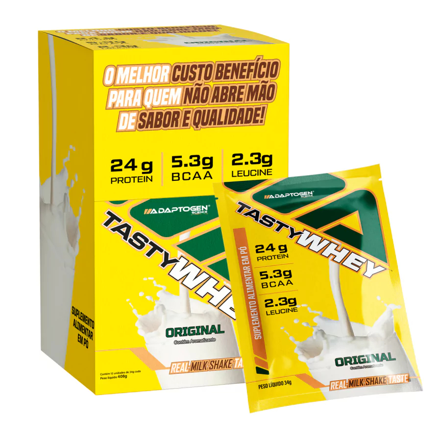 Packet Tasty Whey 34g Display com 12un Adaptogen - Original