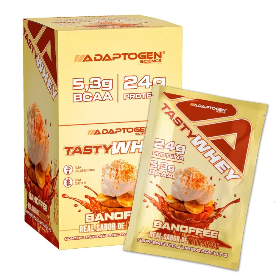 Packet Tasty Whey 34g Display com 12un Adaptogen - Banoffe