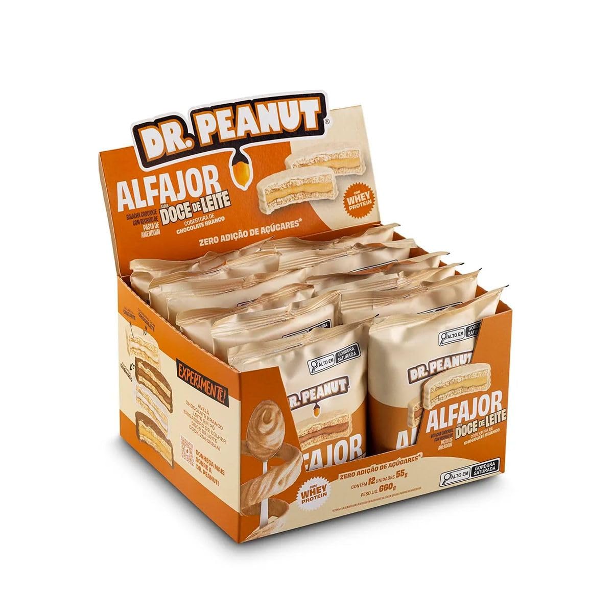 Alfajor 55g Display Com 12un Dr Peanut - Doce De Leite Com Cobertura Branca