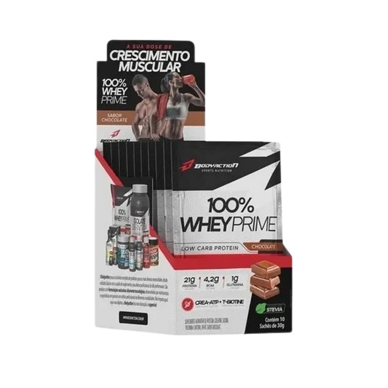 Foto de 100% Whey Prime 30g Display Com 10un BodyAction - Chocolate