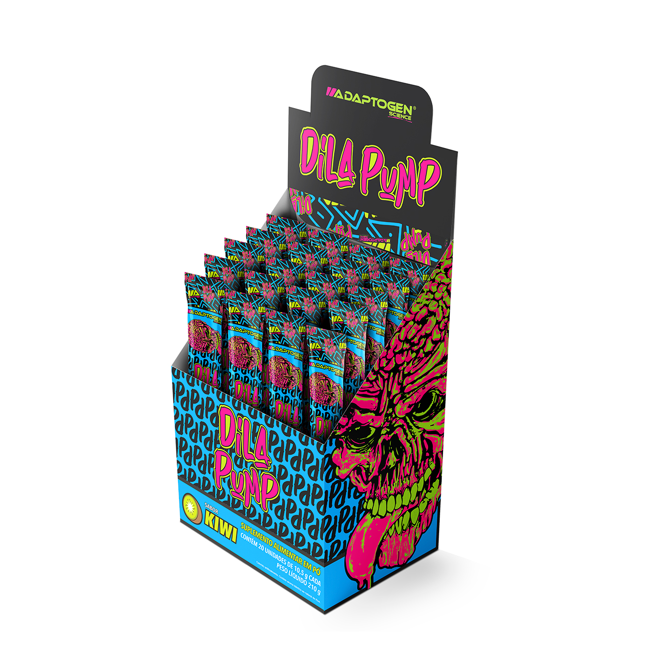 Packet Dila Pump 10g Display Com 20un Adaptogen - Kiwi
