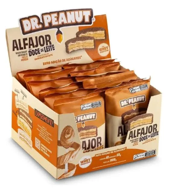 Alfajor 55g Display Com 12un Dr Peanut - Doce De Leite Com Cobertura Ao Leite