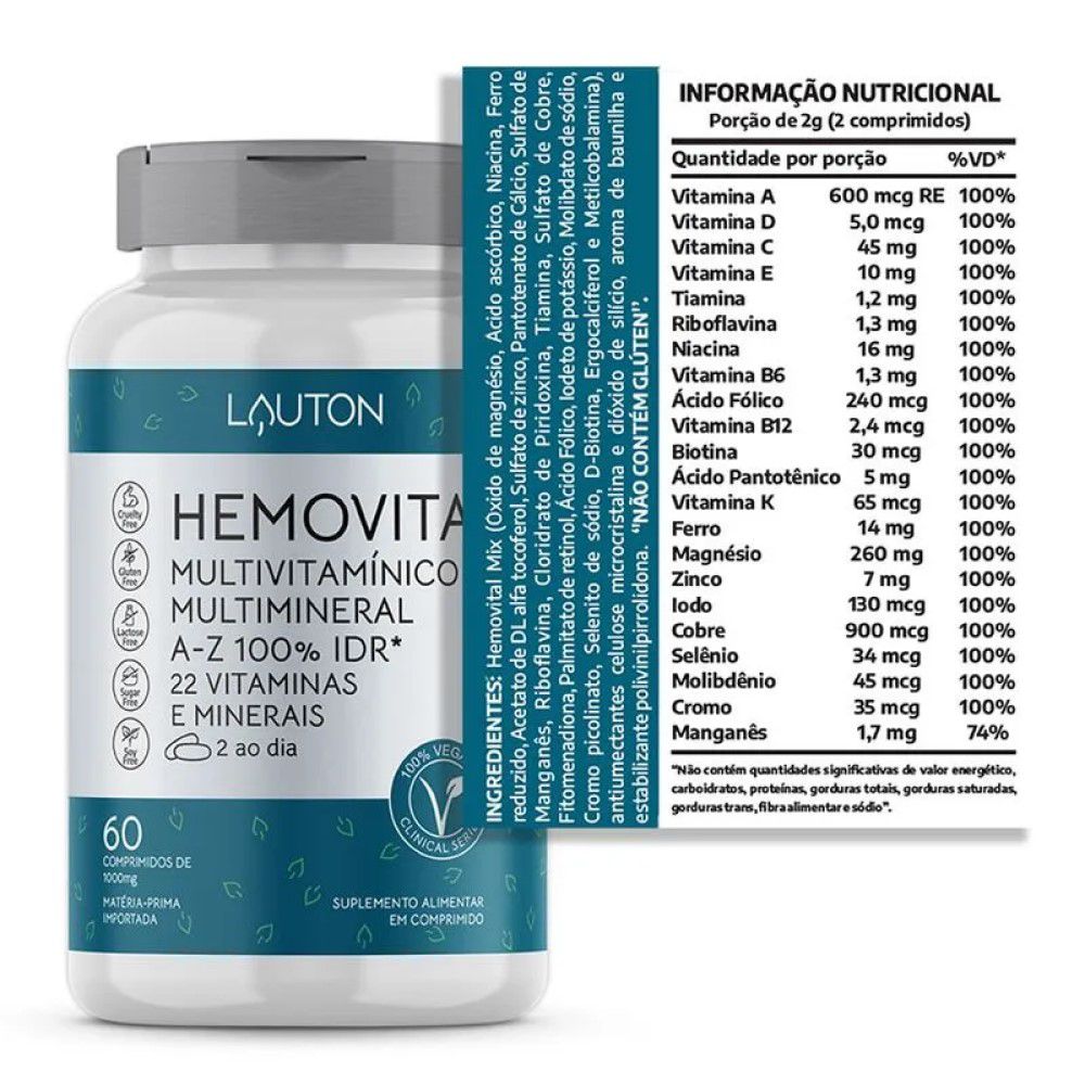 Hemovital Multivitamínico 60 Comprimidos Lauton Nutrition