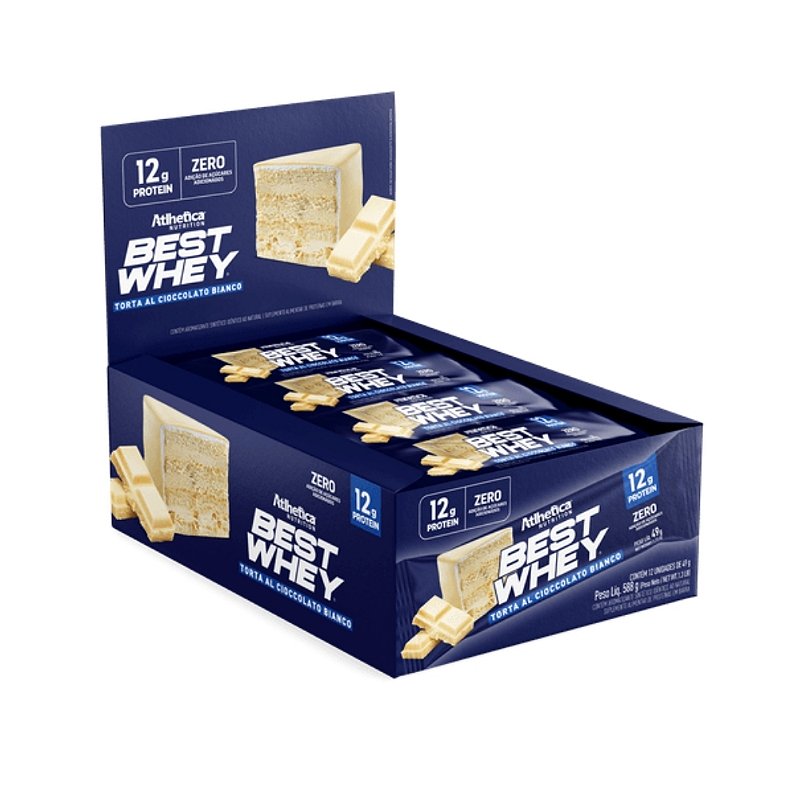 Best Whey Bar 49g Display Com 12un Atlhetica Nutrition - Torta Al Cioccolato Chocolate Bianco