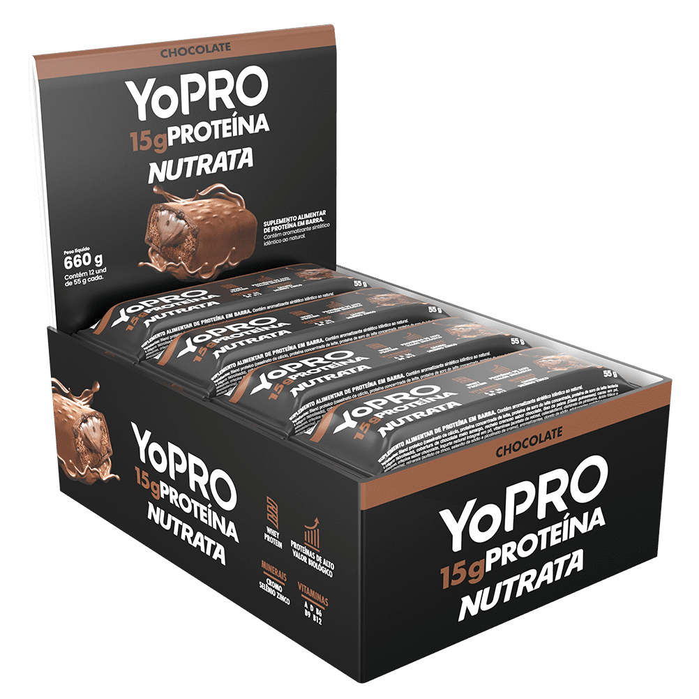 Foto de Barra De Proteina Yopro 55g Display Com 12un Nutrata - Chocolate