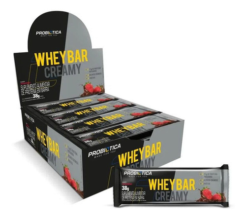 Whey Bar Creamy 38g Display Com 12Un Probiotica - Morango