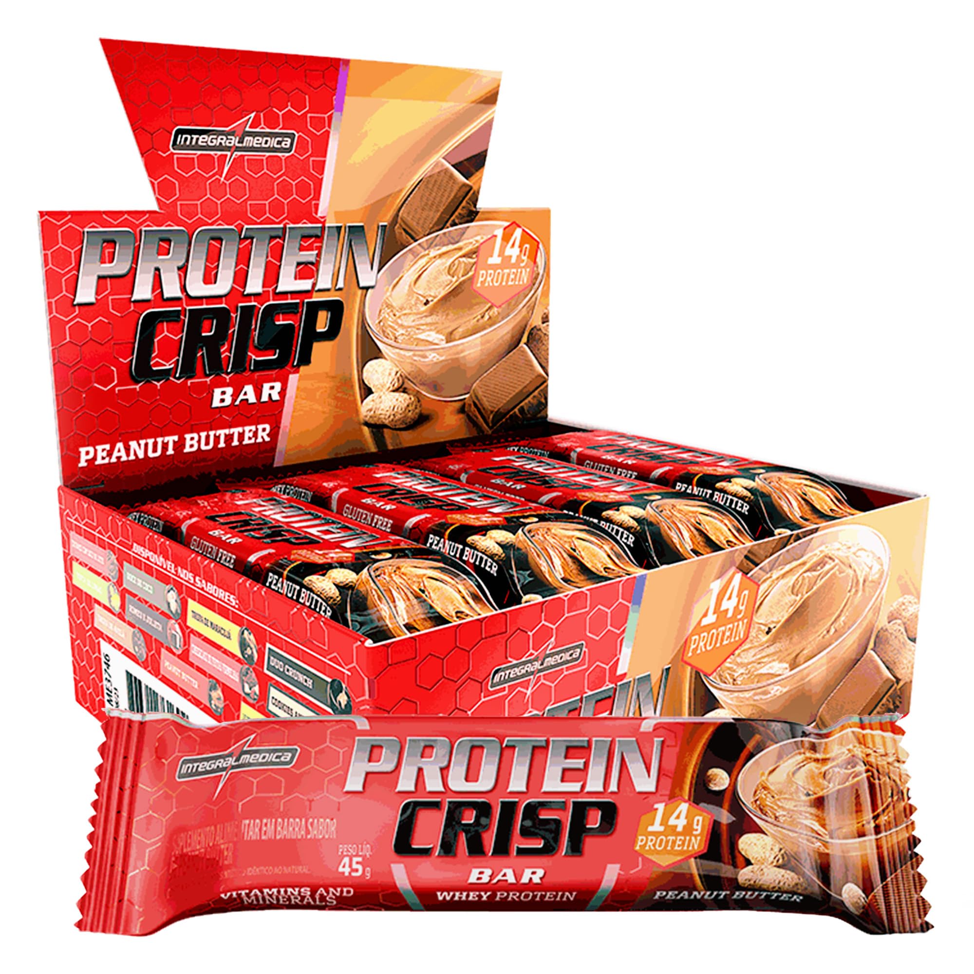 Crisp Bar 45g Display com 12un Integralmedica - Peanut Butter