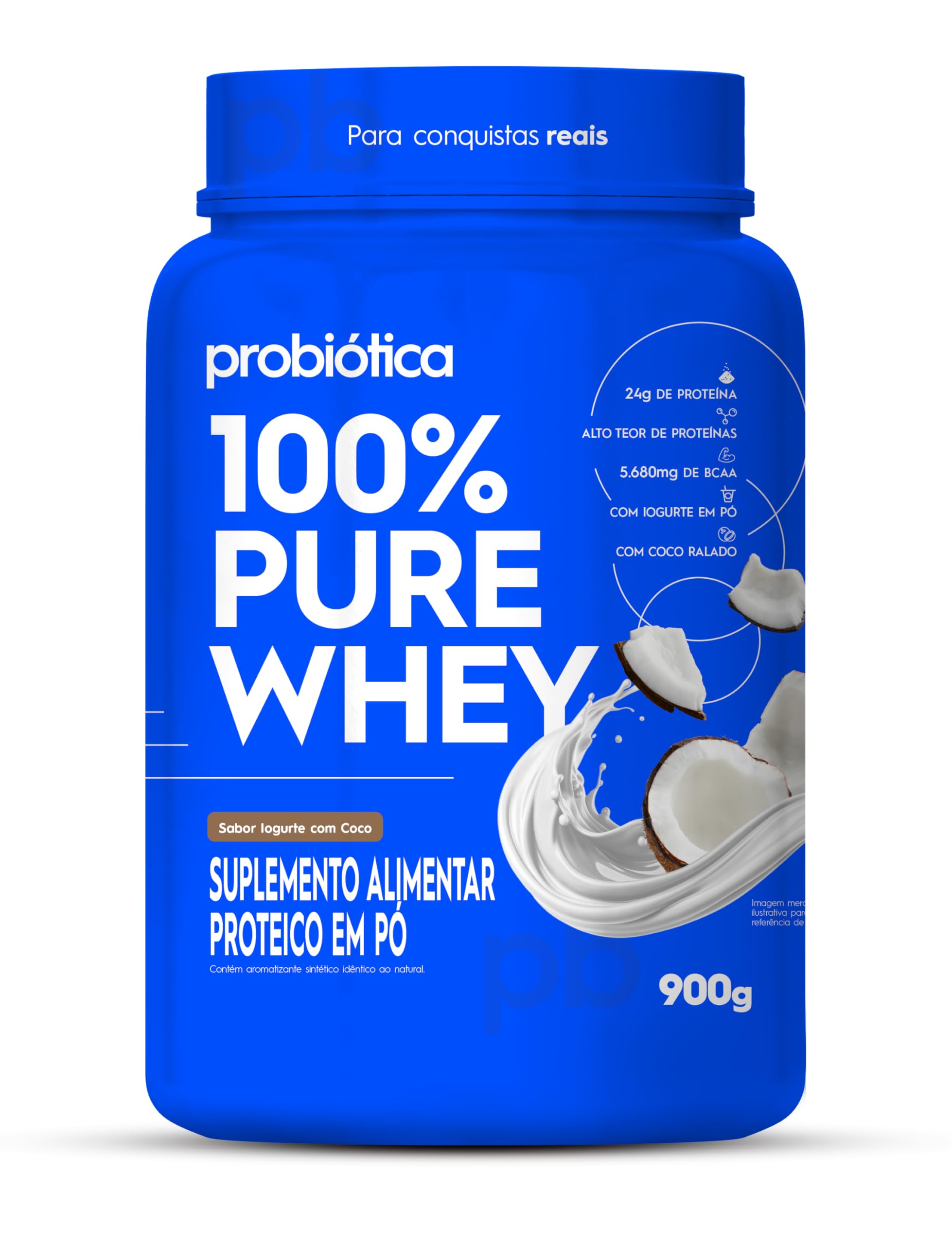 Foto de 100% Pure Whey Pote 900g Probiótica - Iogurte Com Coco