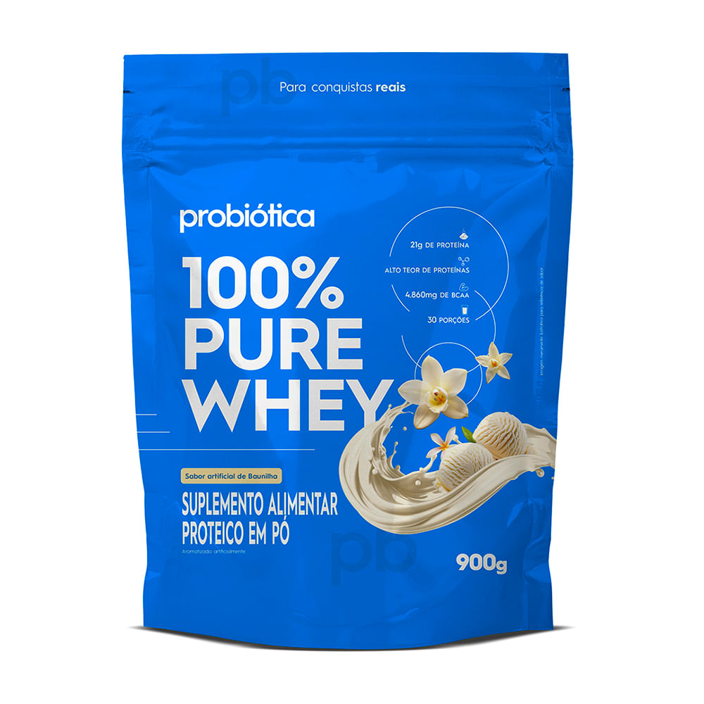 Foto de 100% Pure Whey Refil 900g Probiótica - Baunilha
