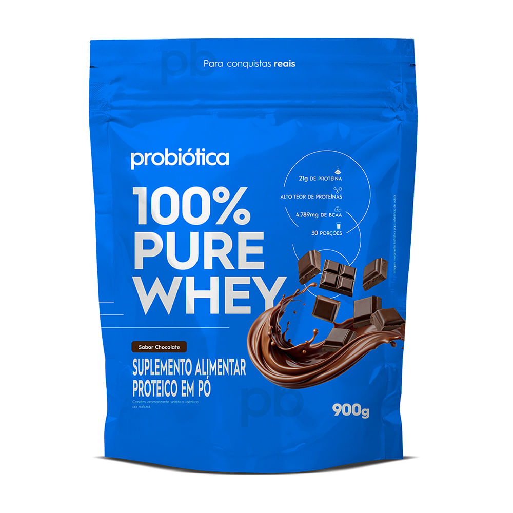 100% Pure Whey Refil 900g Probiótica - Chocolate