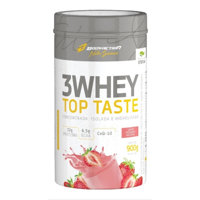 Foto de 3 Whey Top Tasty 900g BodyAction - Morango