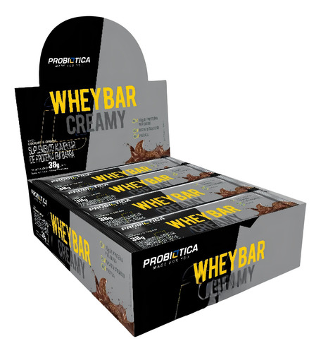 Foto de Whey Bar Creamy 38g Display Com 12Un Probiotica - Cookies e Cream