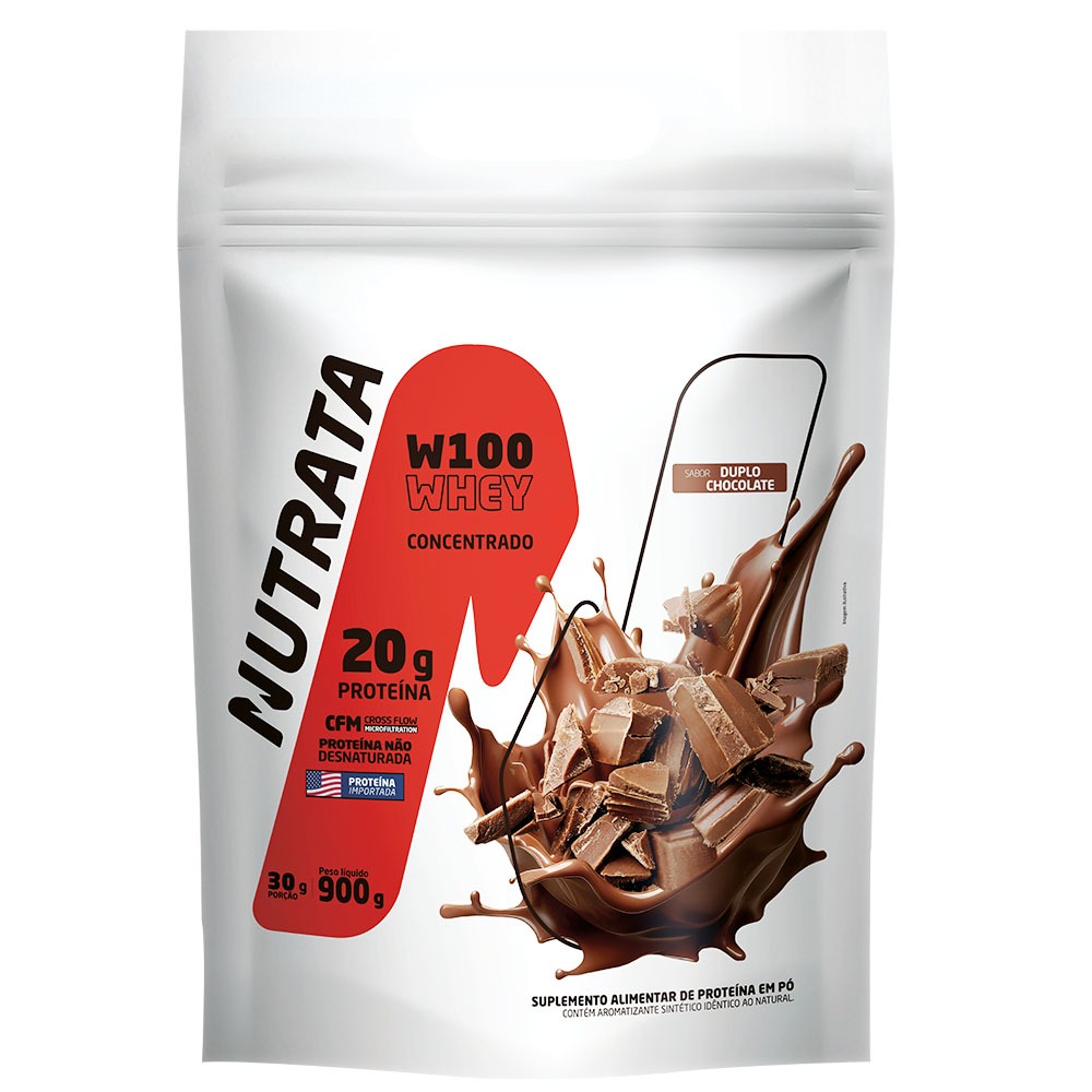 W100 Whey Concentrado Refil 900g Nutrata - Chocolate