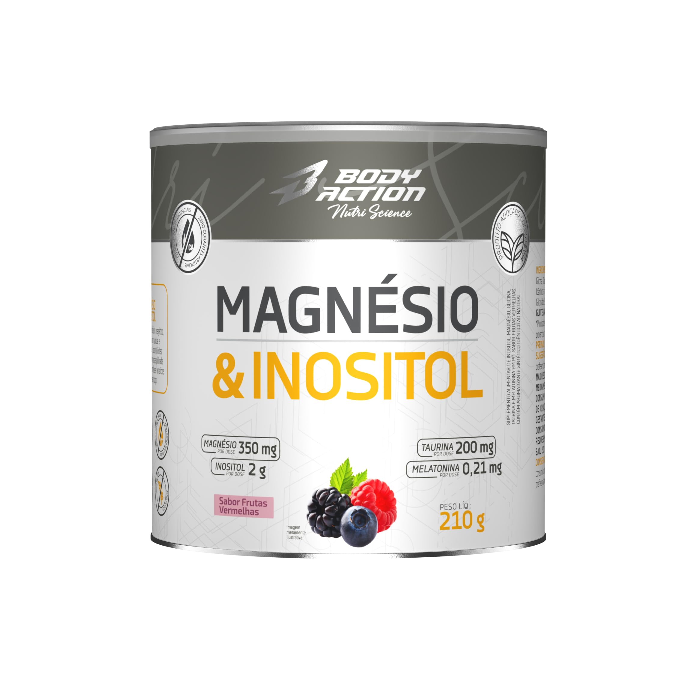 Magnesio Inositol 210g Bodyaction - Frutas Vermelhas
