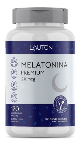 Melatonina Premium 210mcg 120 Comprimidos Lauton Nutrition