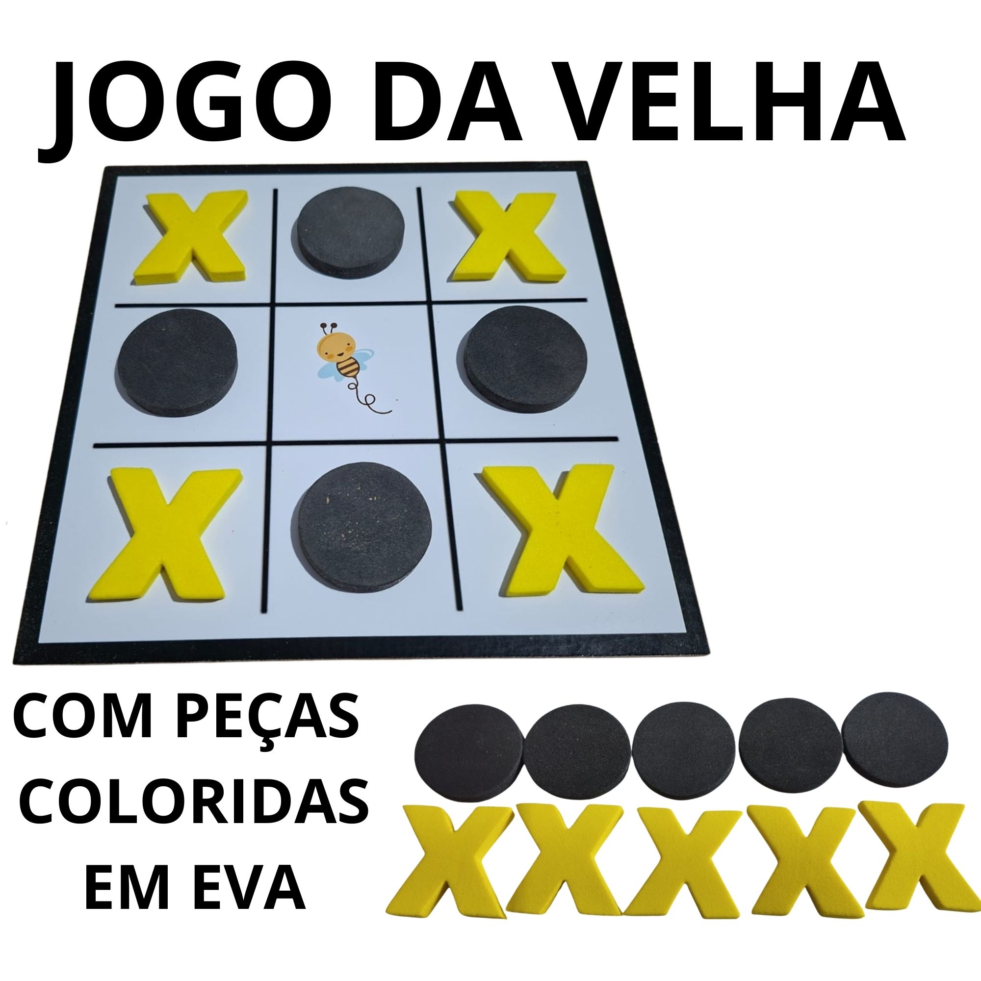 Jogo Da Velha Em Mdf Com 10 Peças Em Eva Coloridas
