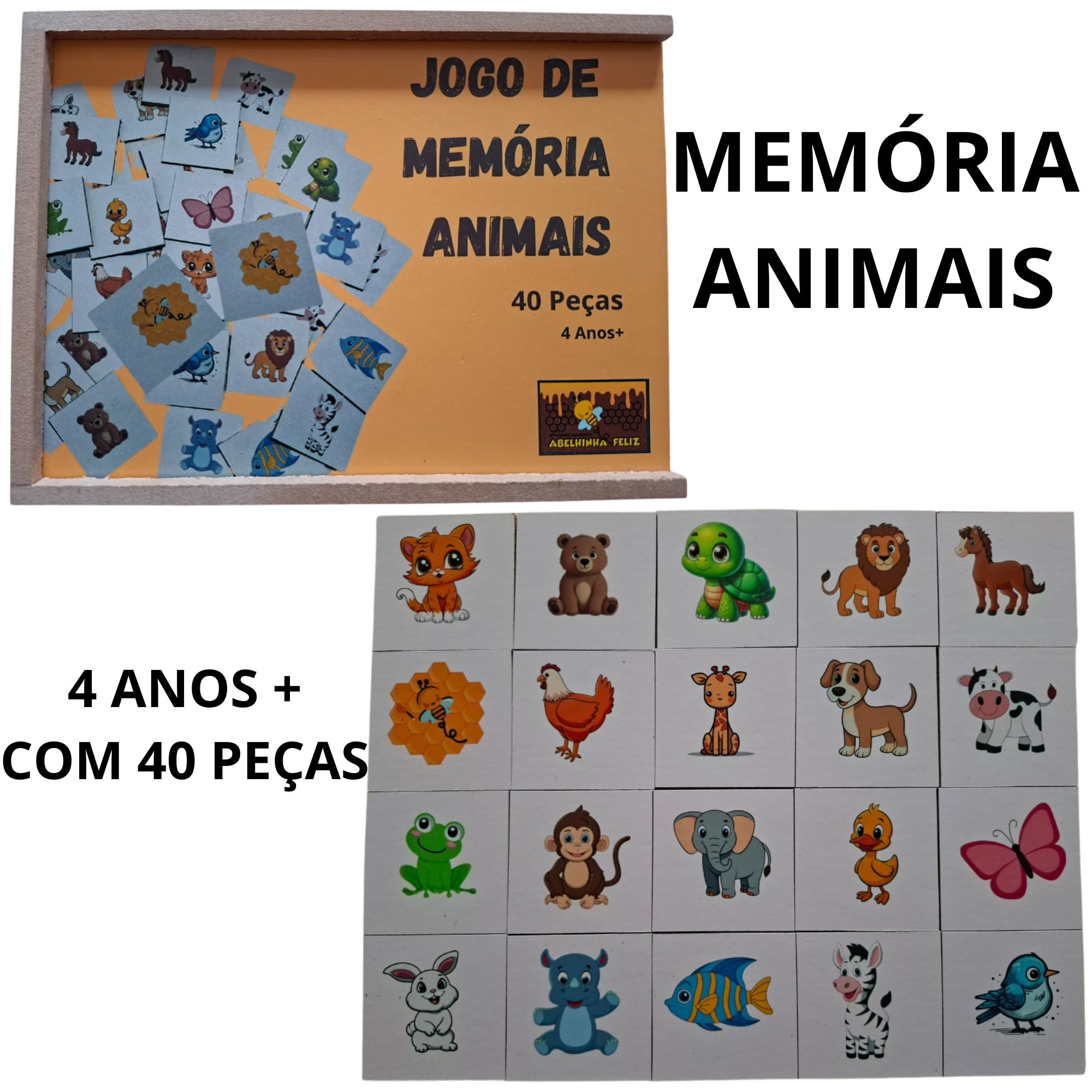 JOGO DE MEMÓRIA ANIMAIS 40 PEÇAS