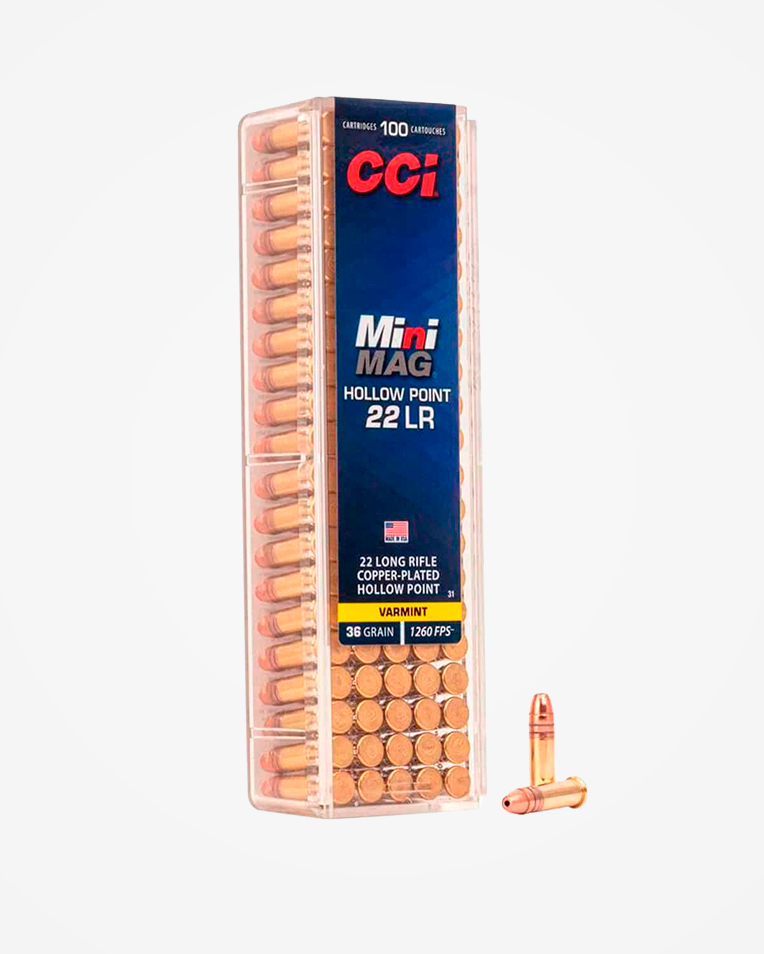 MUNIÇÃO CCI MINI MAG CAL .22LR - COPPER PLATED RN 40GR