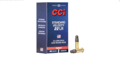 MUNIÇÃO CCI STANDARD CAL .22LR - LRN 40GR