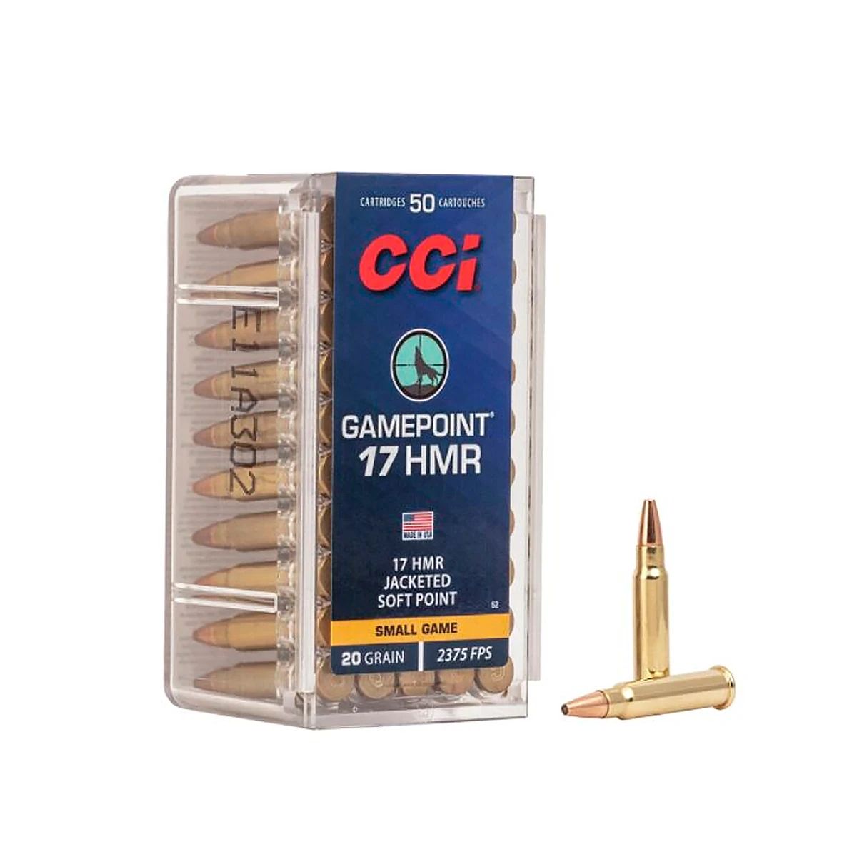 MUNIÇÃO CCI CAL. 17 HMR GAMEPOINT SJSP - 20GR - CAIXA 50unid