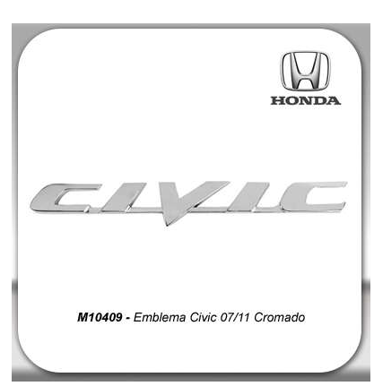 Emblema Traseiro Civic Cromado Honda 07/11