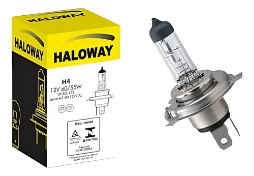 Lâmpada Halógena H4 12V 60/55W Farol Carro e Moto
