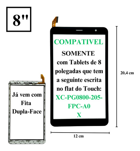 Touch Para Tablet Multilaser M8 4g Nb365 Flat 45vias Preto Pg 0800-205 X