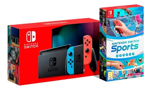 VIDEO GAME CONSOLE NINTENDO SWITCH AZUL E VERMELHO + NINTENDO WII SPORTS HAD-S-KABGR(JPN)