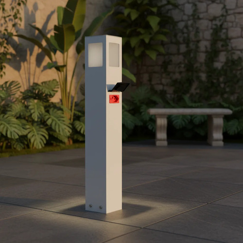 Balizador com Tomada LED E27 1 Metro Branco