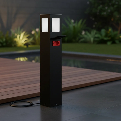 Balizador com Tomada LED E27 1 Metro Preto