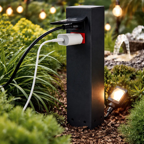 Tomada Area Externa Ou Jardim 30 CM Preto