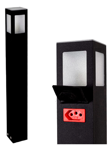 Balizador com Tomada LED E27 1 Metro Preto - imagem 4