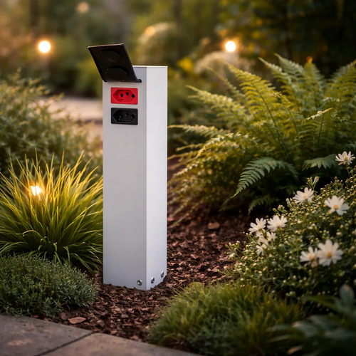 Tomada Area Externa Ou Jardim 50 CM Branco