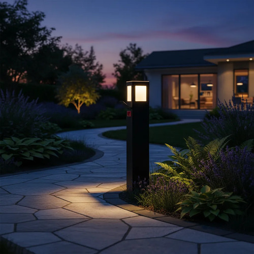 Balizador com Tomada LED E27 50 CM Preto