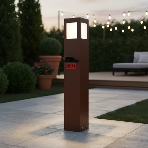 Balizador com Tomada LED E27 50 CM Marrom