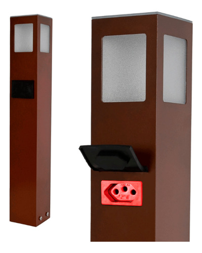 Balizador com Tomada LED E27 1 Metro Marrom - imagem 4