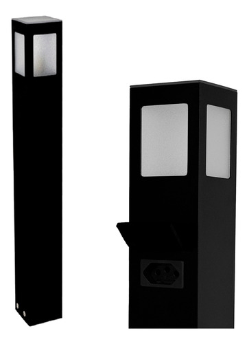 Balizador com Tomada LED E27 1 Metro Preto - imagem 5