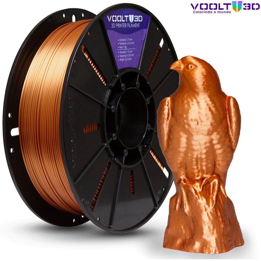 Filamento Voolt 3D - PLA Cobre V-Silk High Speed Premium - 1Kg