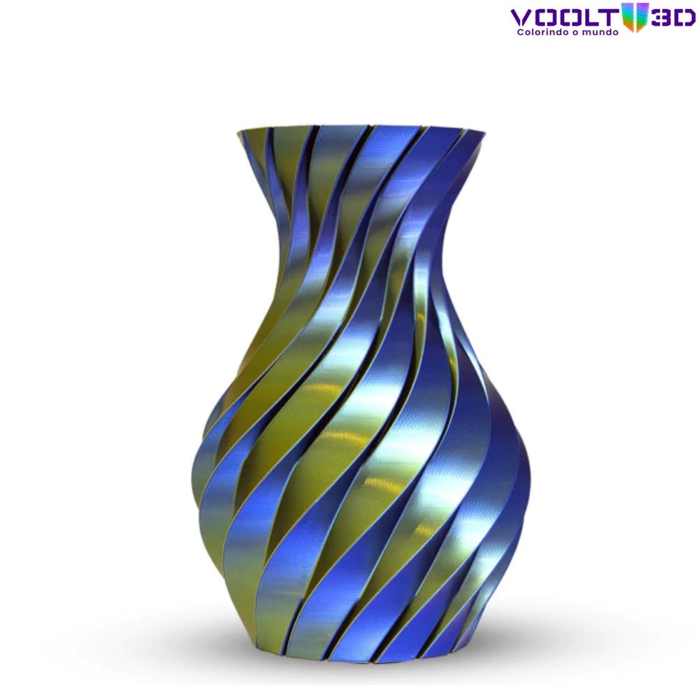 Filamento Voolt 3D - PLA Duo Color Azul Safira e Dourado V-Silk High Speed Premium - 1Kg