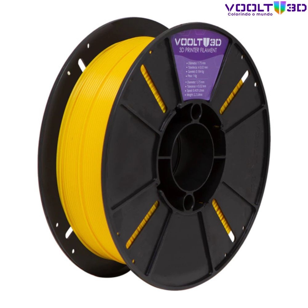 Filamento Voolt 3D - PLA Amarelo High Speed Premium - 1Kg