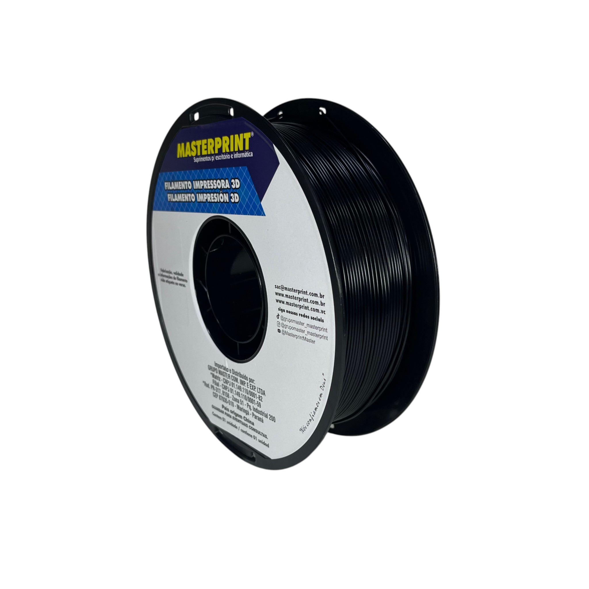 Filamento MasterPrint PLA 1kg 1.75mm Preto