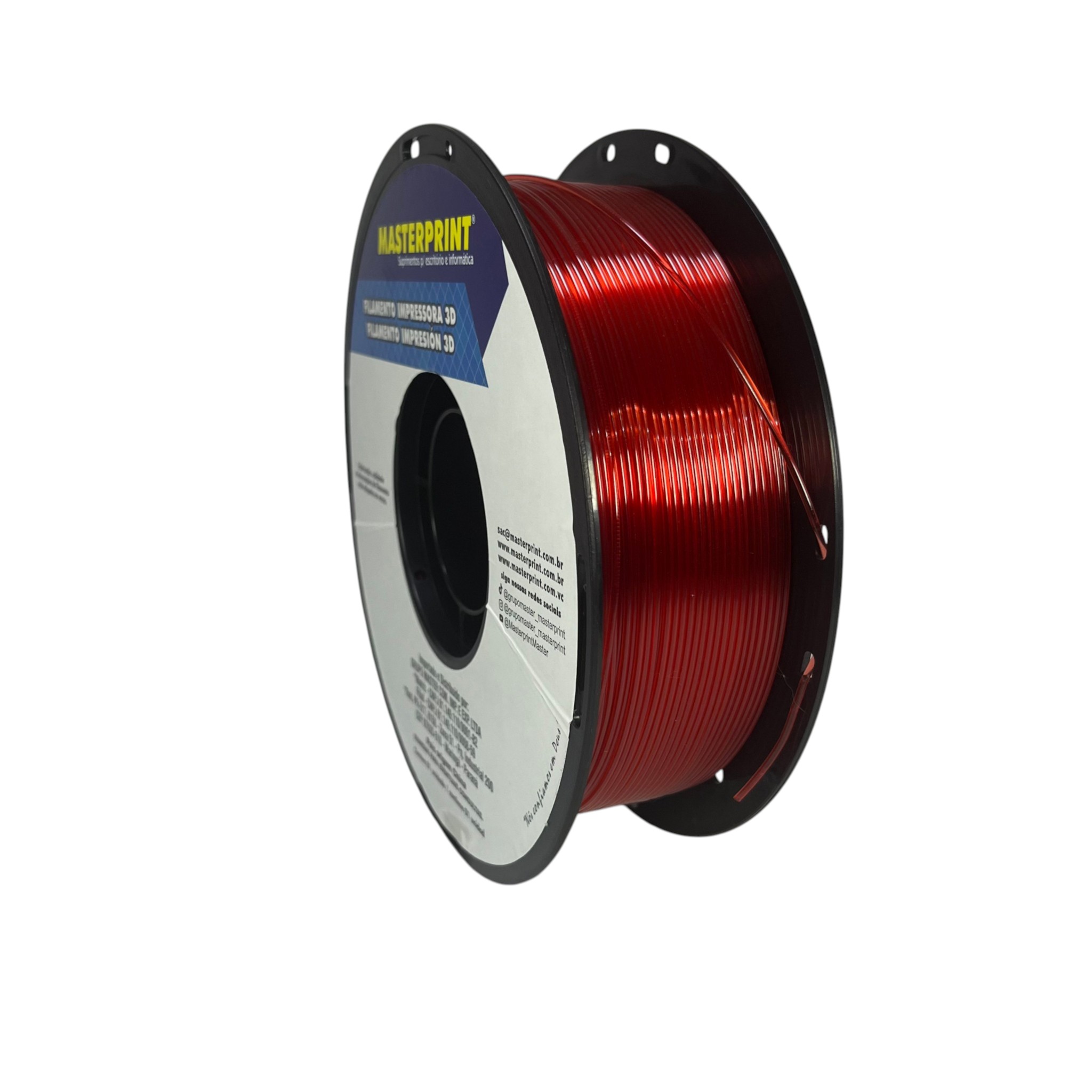 Filamento MasterPrint PETG Translúcido 1kg 1.75mm Vermelho