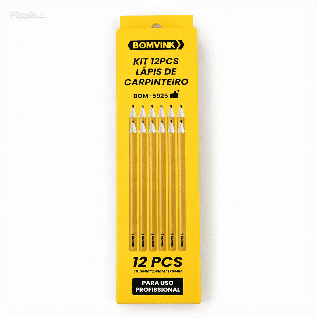 Lápis de carpinteiro - Kit com 12 unidades