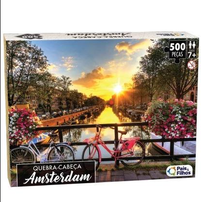 Pais & Filhos | Quebra-cabeça Amsterdam 500?peças | Paisagem da Holanda para Adultos e Crianças | Jogo de Montar, Presen