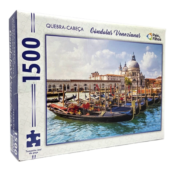 Quebra cabeça Gondolas Venezianas Paisagem Barcos 1500 peças - Puzzle QC Pais e filhos