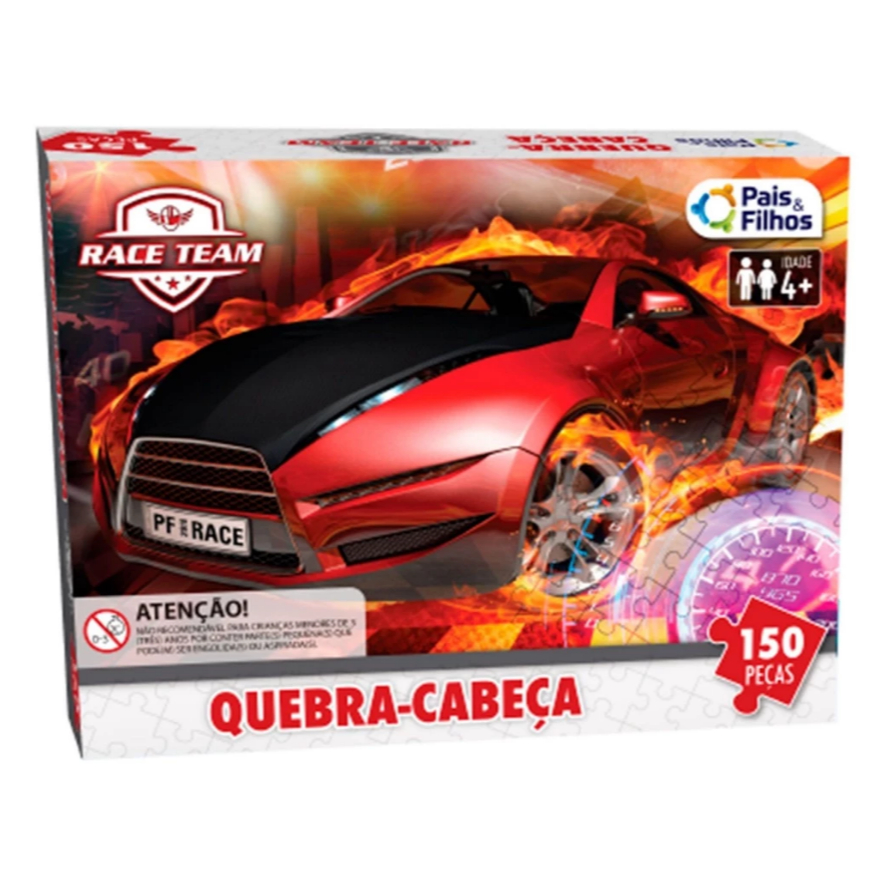 Quebra cabeça Race Team 150 peças Pais e Filhos Puzzle QC montar Carro corrida Presente