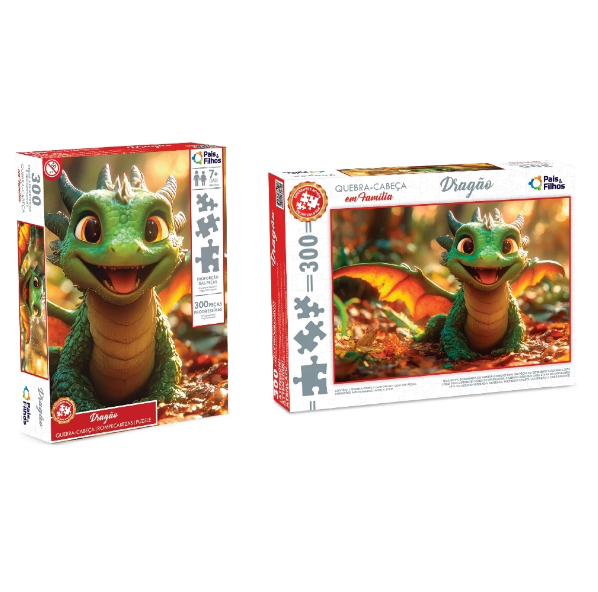 Quebra cabeça Dragão 300 peças Pais e Filhos Puzzle QC montar