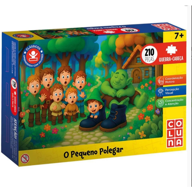 Quebra cabeça O pequeno polegar 210 peças Coluna Puzzle QC montar Presente